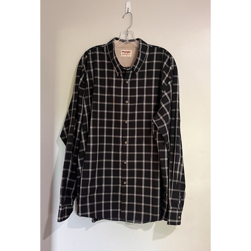 Wrangler Shirt Adult 2XL Black Plaid Country Western Rodeo Rancher Cowboy